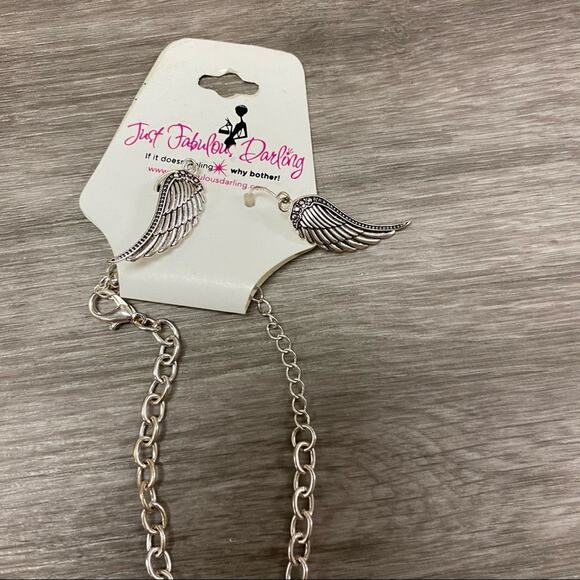 Wing Silver Necklace and Earring Set - Picture 3 of 5